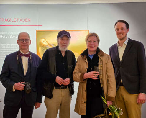 Ralf-Michael Seele, Horst Sakulowski, Angelika Steinmetz-Oppelland und Gideon Haut bei der Eröffnung der Ausstellung.